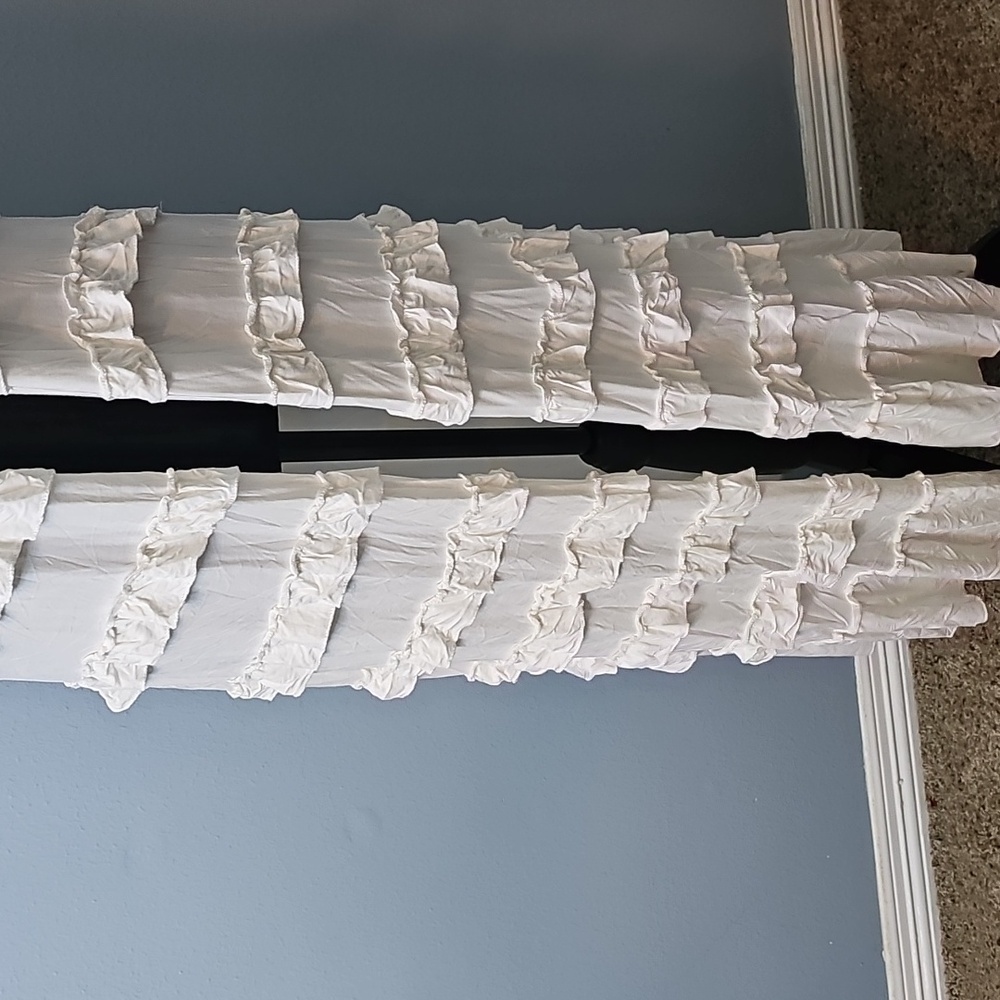 #2 NWT POL Long Vest Kimono Duster ~ Ivory w/Ruffles ~ Small ~ 22% P2P/48" Long - Picture 2 of 3